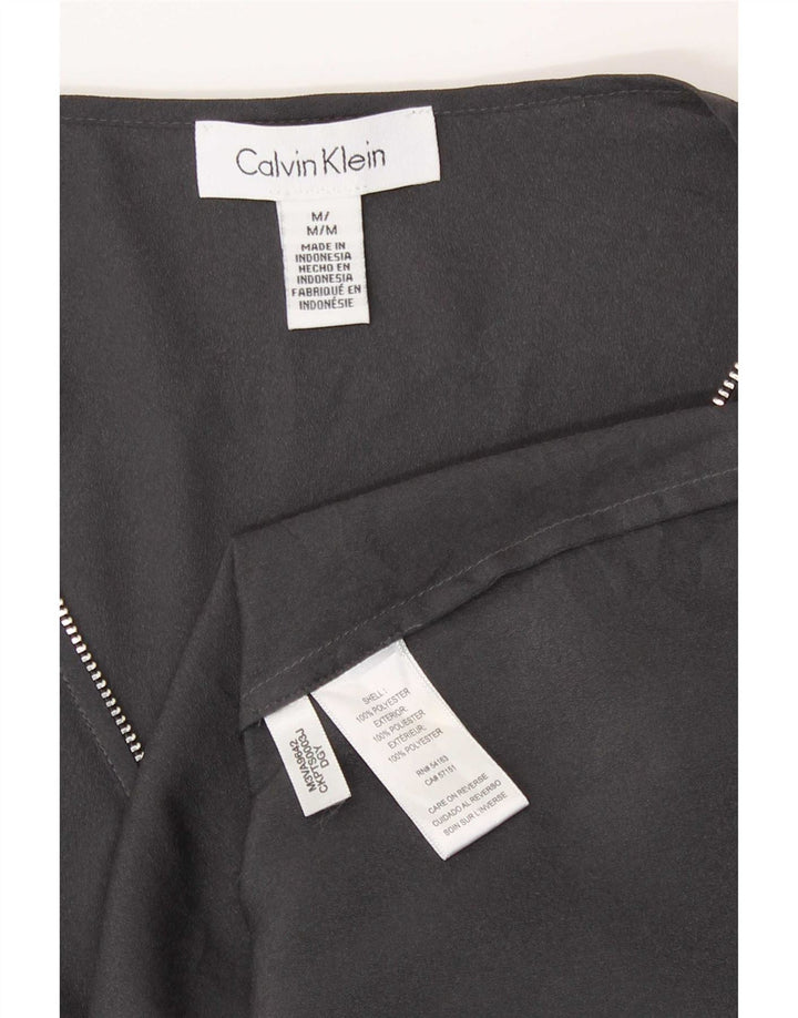 Calvin Klein Damen Langarm-Blusenoberteil UK 14 Mittelgraues Polyester