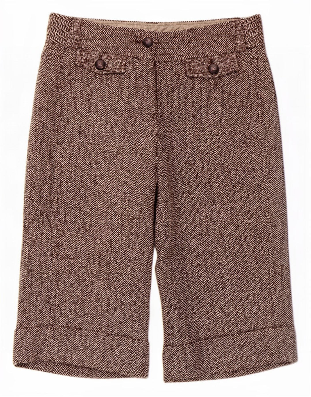 Ted Baker Damen-Bermudashorts, Größe 1 XS W30, brauner Herringbone-Klassiker