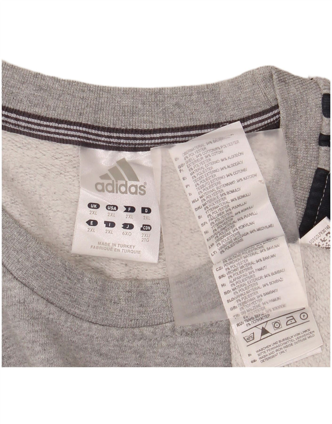 ADIDAS Herren Sweatshirt Pullover 2XL Grau Colourblock Baumwolle