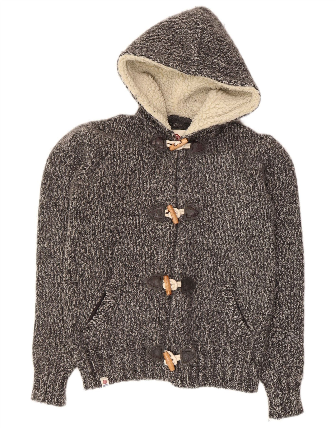 Franklin Marshall Damen-Cardigan mit Kapuze, UK 12, Mittelgrau meliert