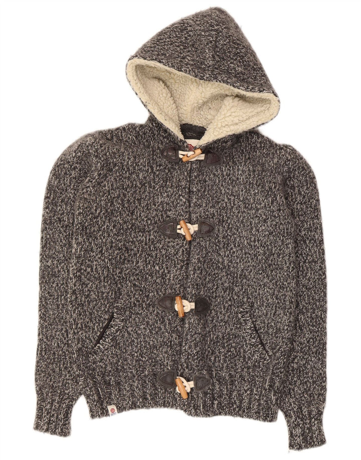 Franklin Marshall Damen-Cardigan mit Kapuze, UK 12, Mittelgrau meliert