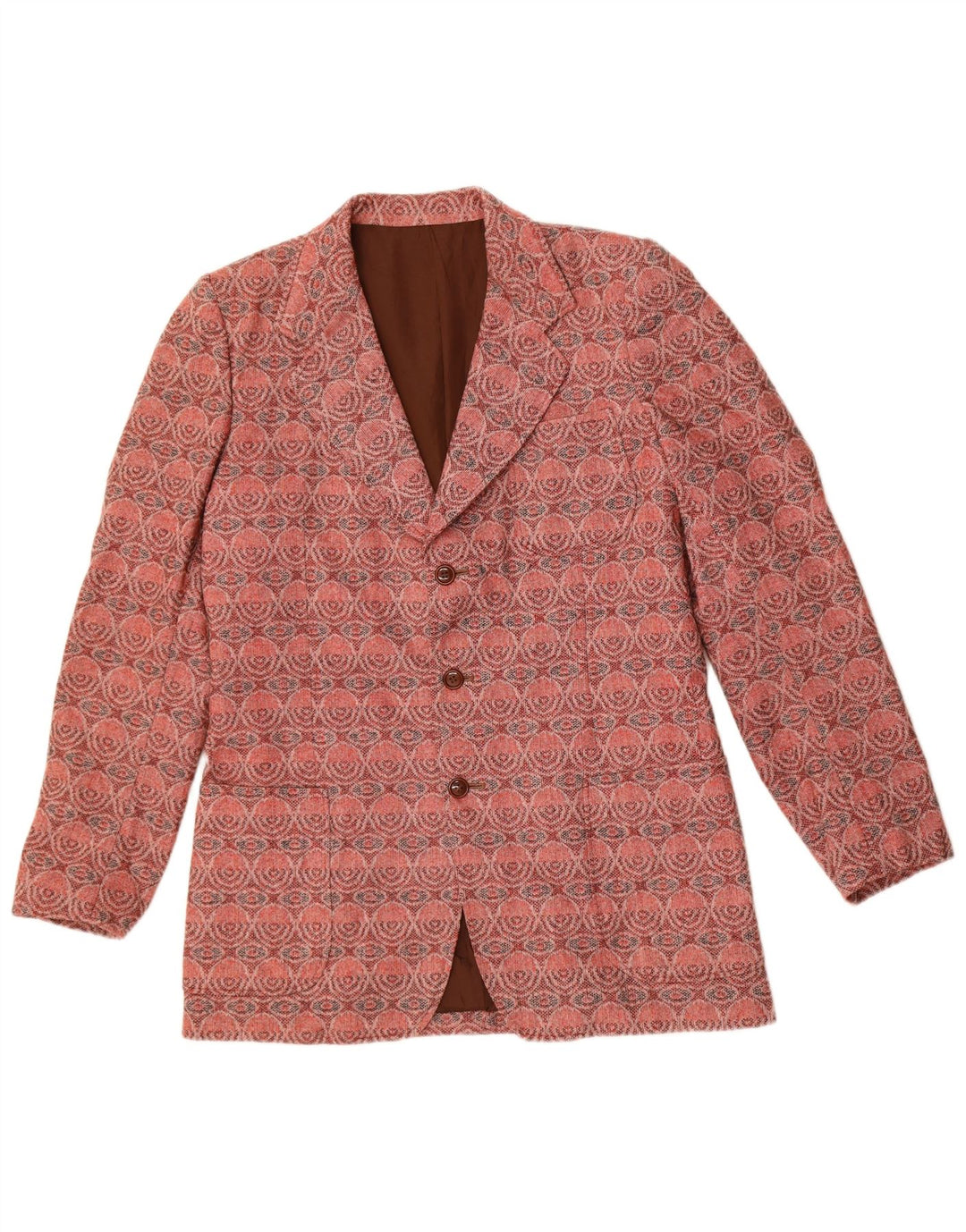 Vintage Damen 3-Knopf-Blazerjacke UK 14 Mittelrot geometrisch