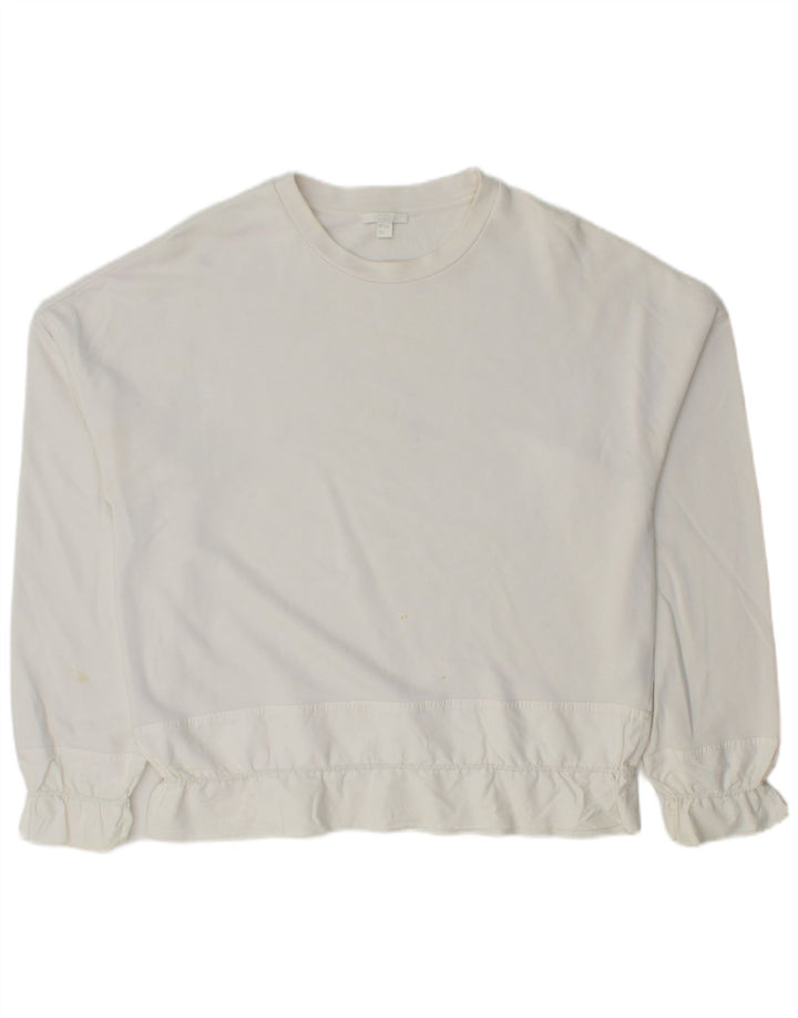 Cos übergroßer Damen-Sweatshirt-Pullover, UK 10, Größe S, weiße Baumwolle