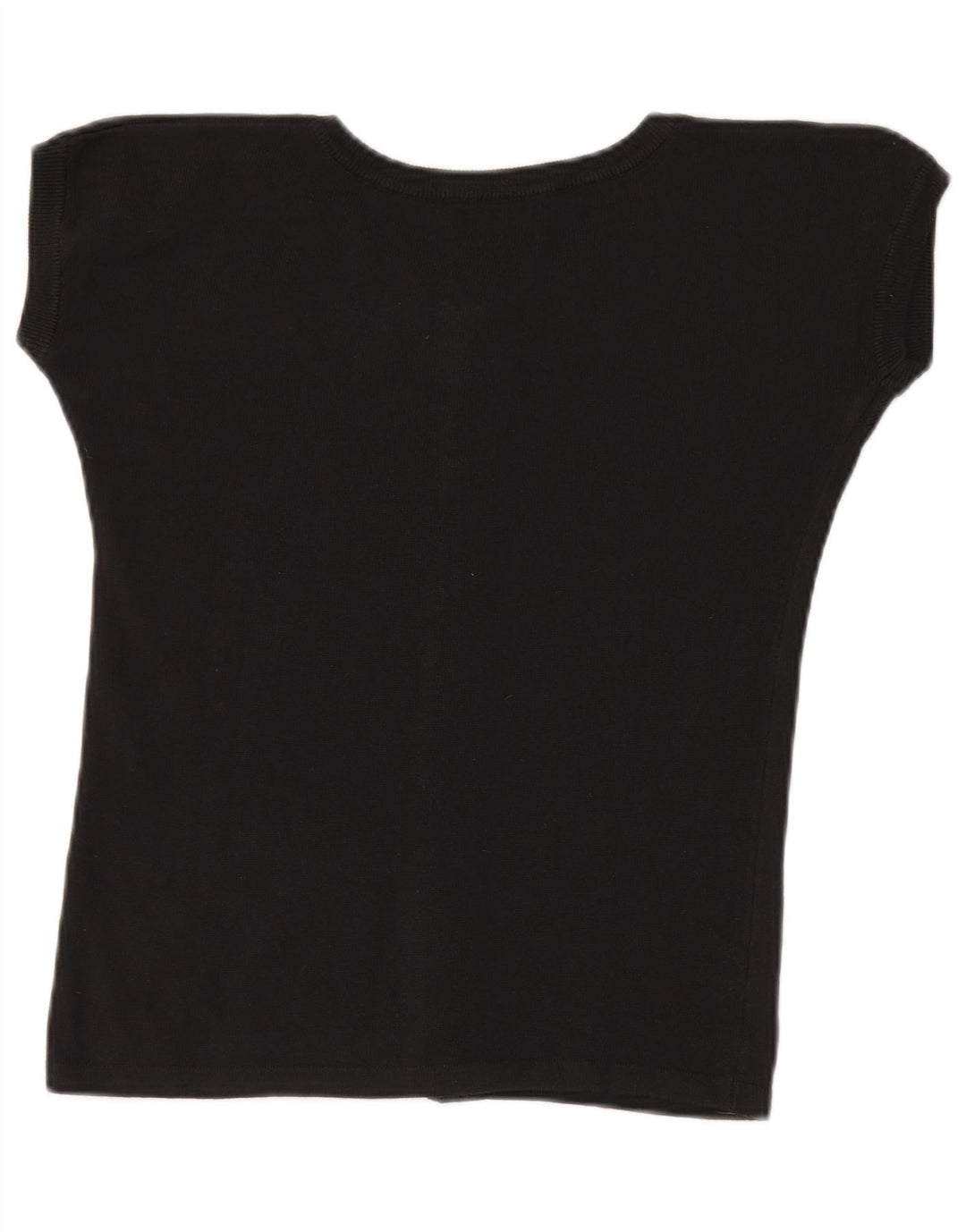 Benetton Damen Strick-Crop-Top IT 46 Large aus schwarzer Baumwolle