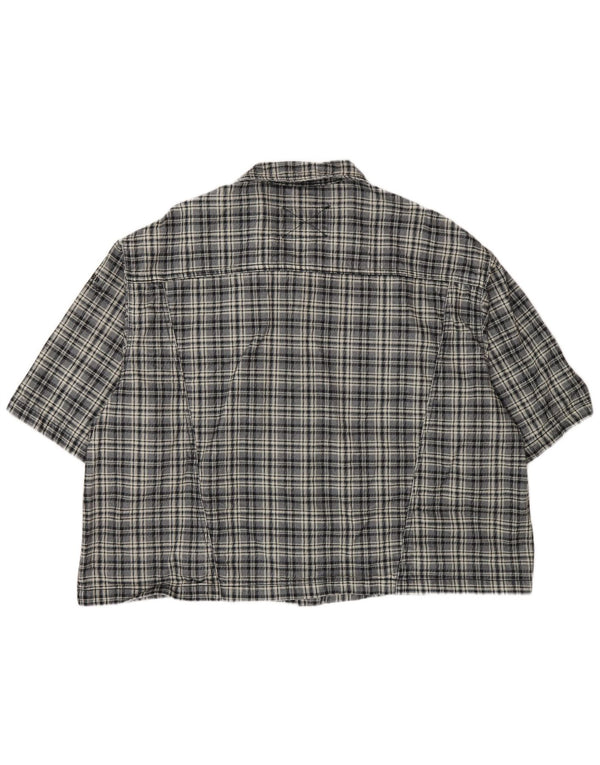 Collusion Herren Loose Fit Kurzarm-Overshirt-Flanellhemd XL Grau kariert