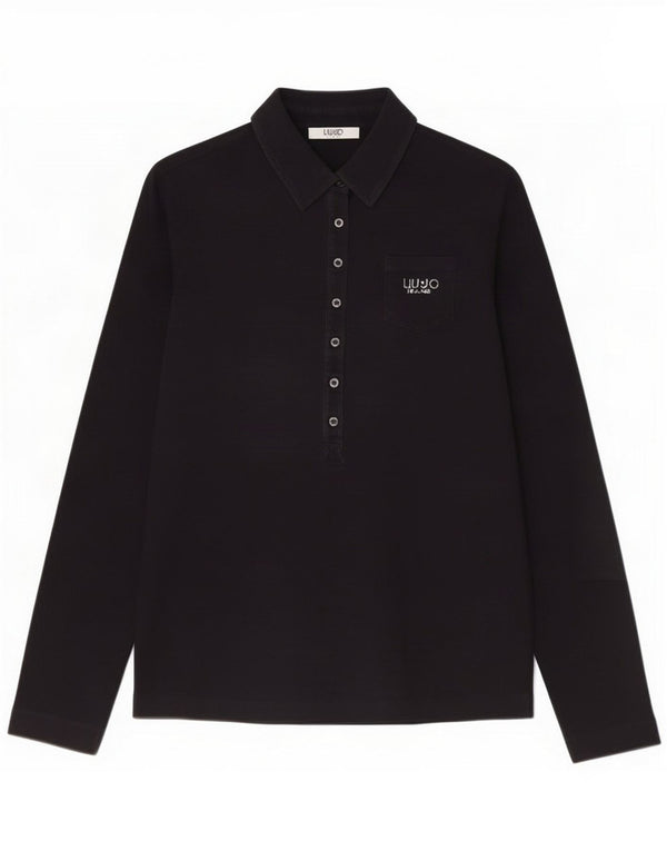 Liu Jo Damen Langarm-Poloshirt UK 12 Mittel Marineblau Baumwolle