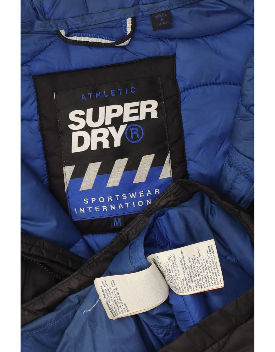 Superdry Herren-Jacke mit Kapuze, gepolstert, UK 38, mittelschwarzes Nylon
