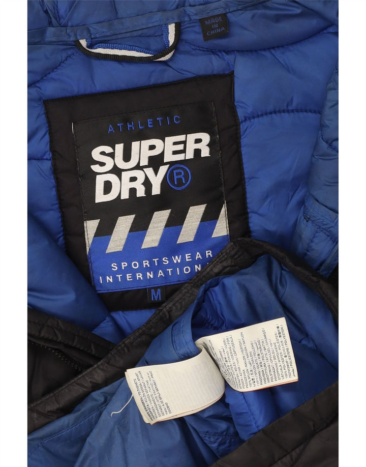 Superdry Herren-Jacke mit Kapuze, gepolstert, UK 38, mittelschwarzes Nylon