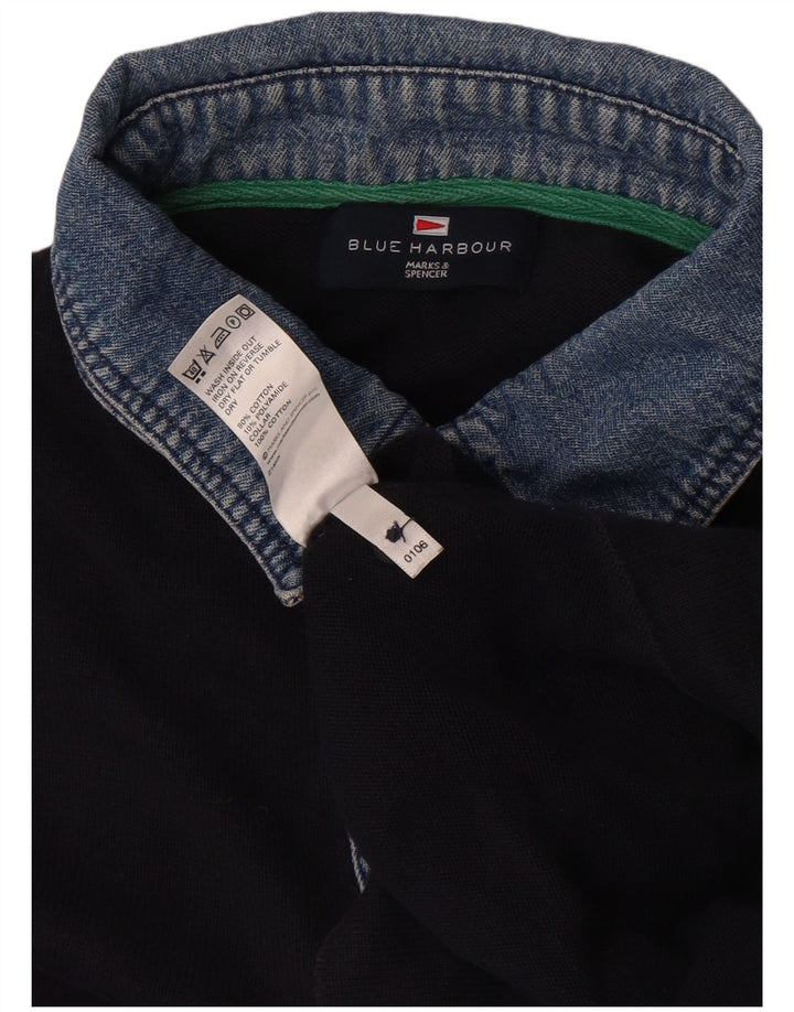 Marks & Spencer Herren-Pullover „Harbor“ mit Polokragen, Blau, Mittelblau