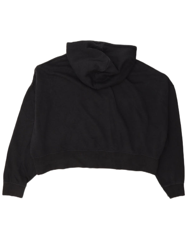 Nike Womens Crop Oversized Zip Hoodie Pullover UK 16 Große schwarze Baumwolle
