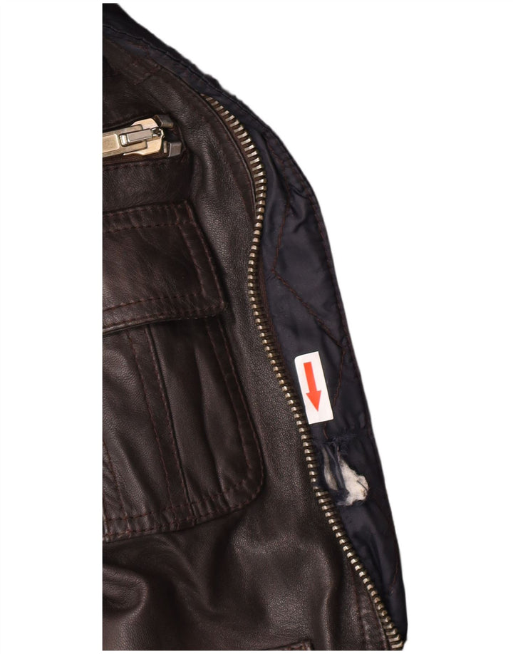 SCHWERT. 6.6.44 Herren-Bomber-Lederjacke IT 52, großes braunes Leder
