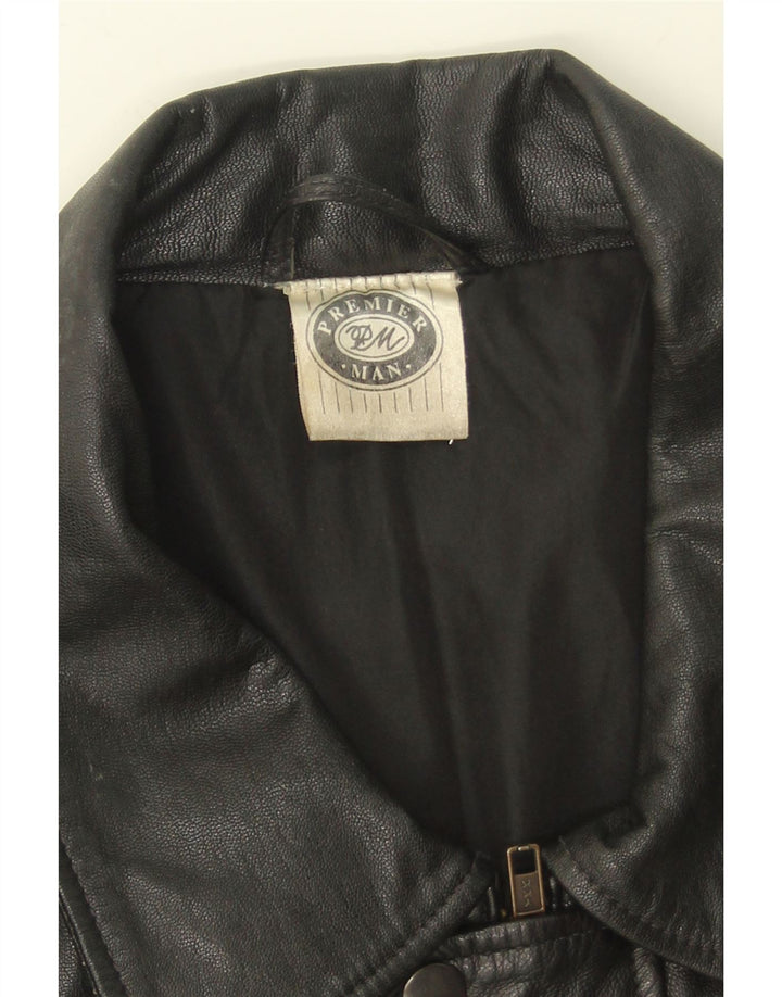 VINTAGE Mens Leather Jacket UK 38 Medium Black Leather Vintage Vintage and Second-Hand Vintage from Messina Hembry 