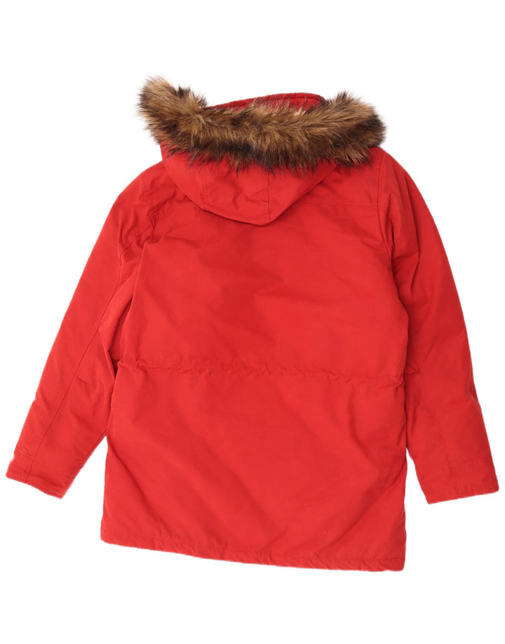 Abercrombie & Fitch Herren-Mantel mit Kapuze, gepolstert, UK 38, Mittelrot, Polyester