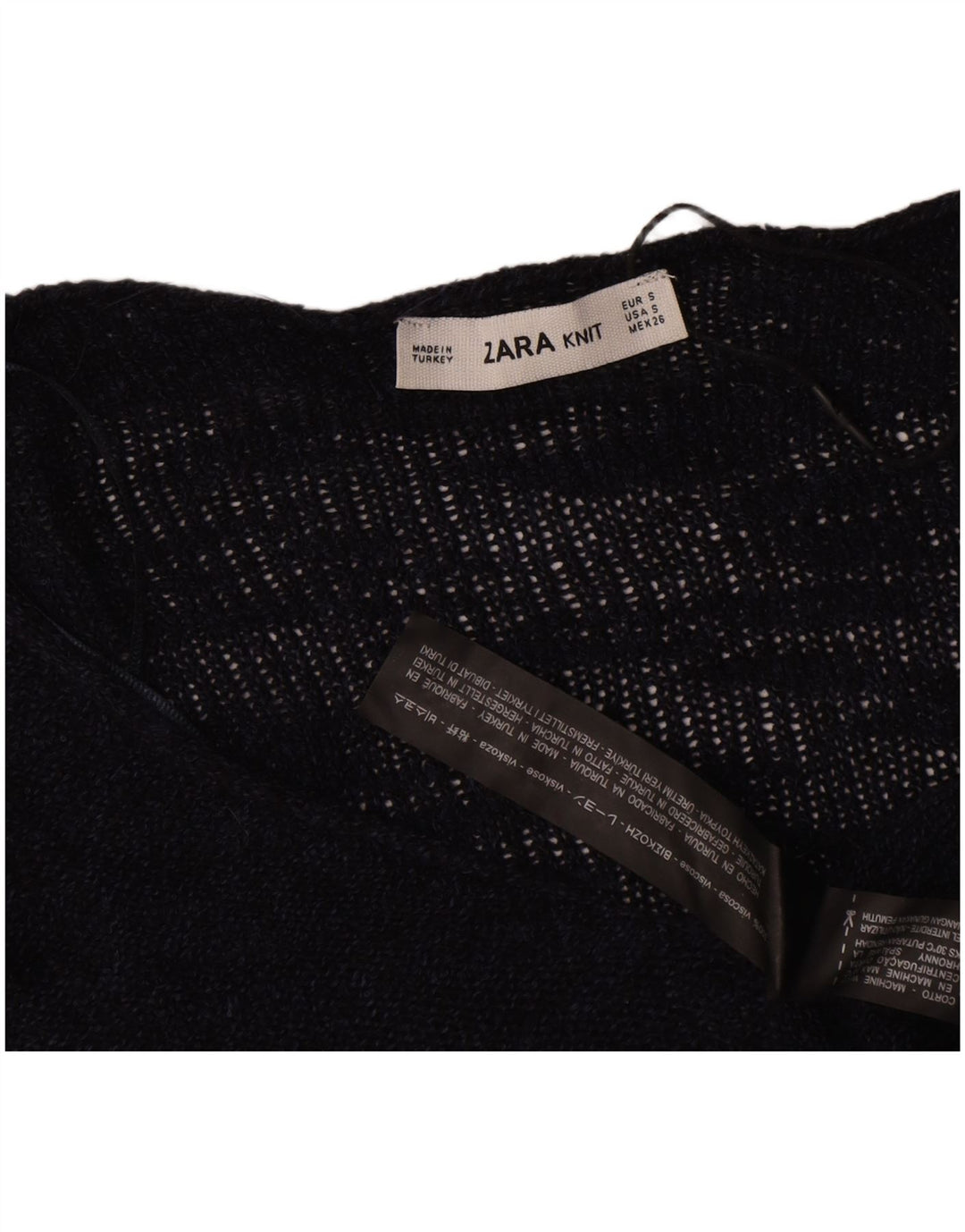 Übergroßer Damen-Pullover mit U-Boot-Ausschnitt von Zara, Gr. 10, Marineblau