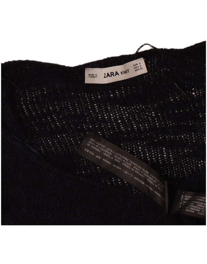 Übergroßer Damen-Pullover mit U-Boot-Ausschnitt von Zara, Gr. 10, Marineblau