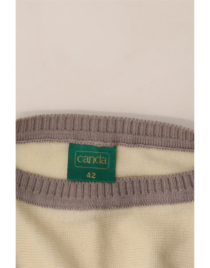 CANDA Womens Crop Boat Neck Jumper Sweater EU 42 Large Grey Colourblock Vintage Canda and Second-Hand Canda from Messina Hembry 