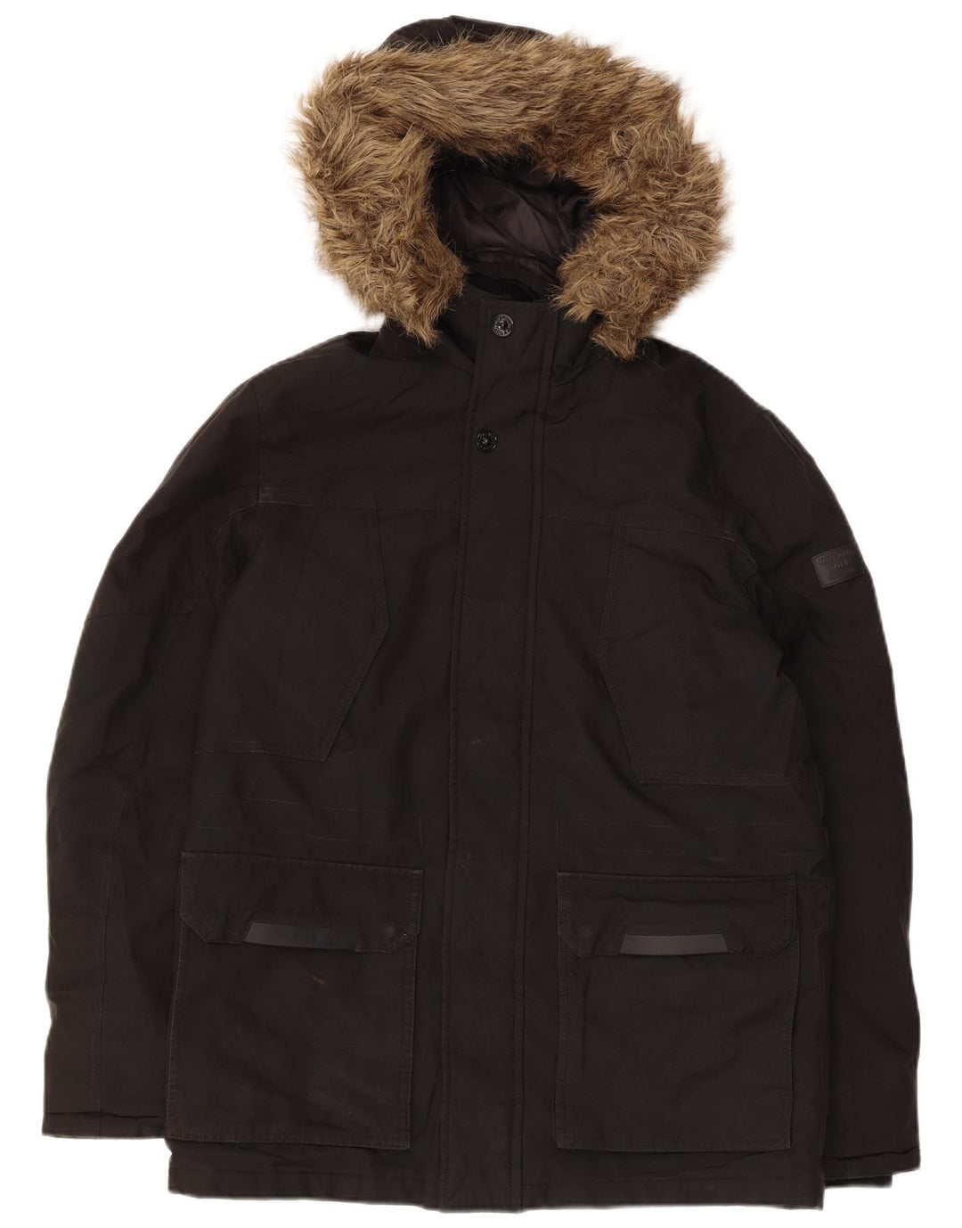 Jack & Jones Herren-Jacke mit Kapuze, gepolstert, Größe 36, Größe S, Schwarz, Polyester