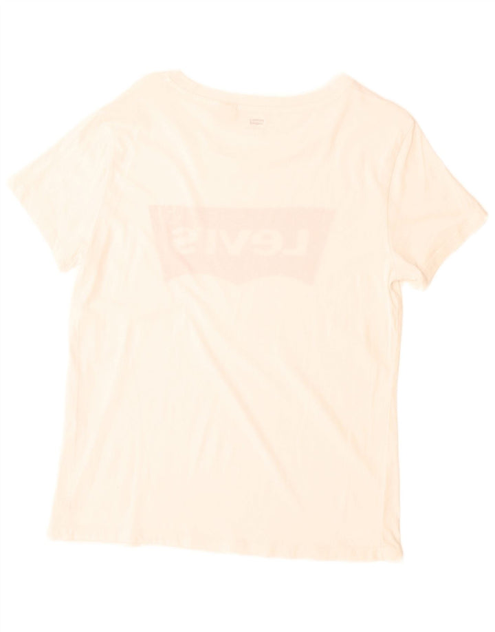 Levi's Damen Grafik-T-Shirt-Oberteil UK 14 Mittelweiß