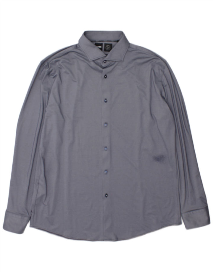Hugo Boss Herren Performance Slim Fit Hemd Größe 43 17 XL Marineblaues Polyamid