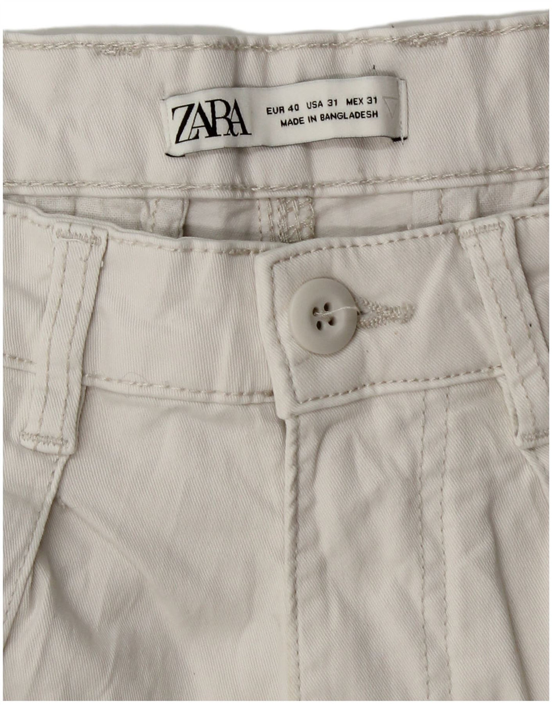 Gerade Herren-Cargohose von Zara, EU 40, mittelgroß, W31, L28, weiße Baumwolle