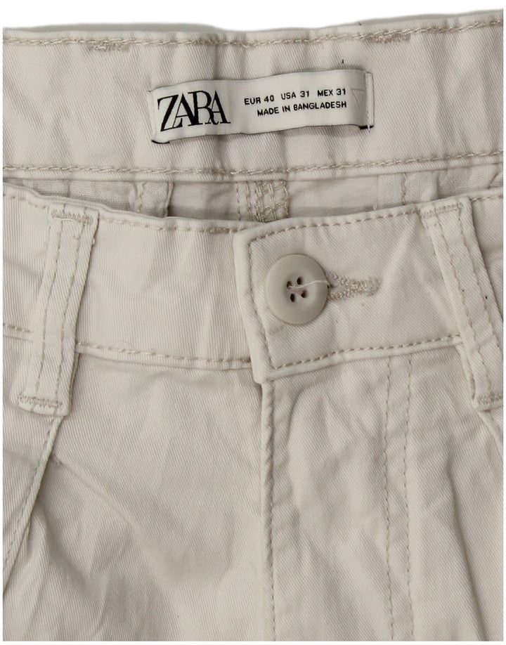 Gerade Herren-Cargohose von Zara, EU 40, mittelgroß, W31, L28, weiße Baumwolle