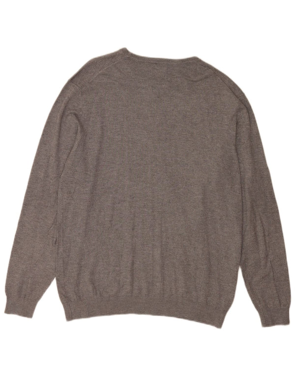 Zara Herren-Pullover mit Rundhalsausschnitt, groß, graue Viskose