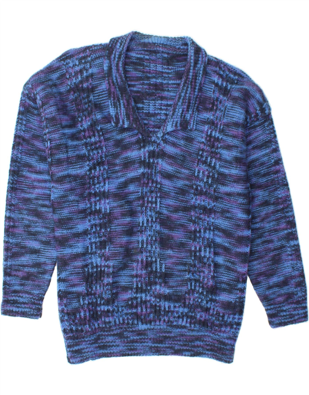 VINTAGE Mens Polo Neck Jumper Sweater Small Blue Flecked Vintage Vintage and Second-Hand Vintage from Messina Hembry 