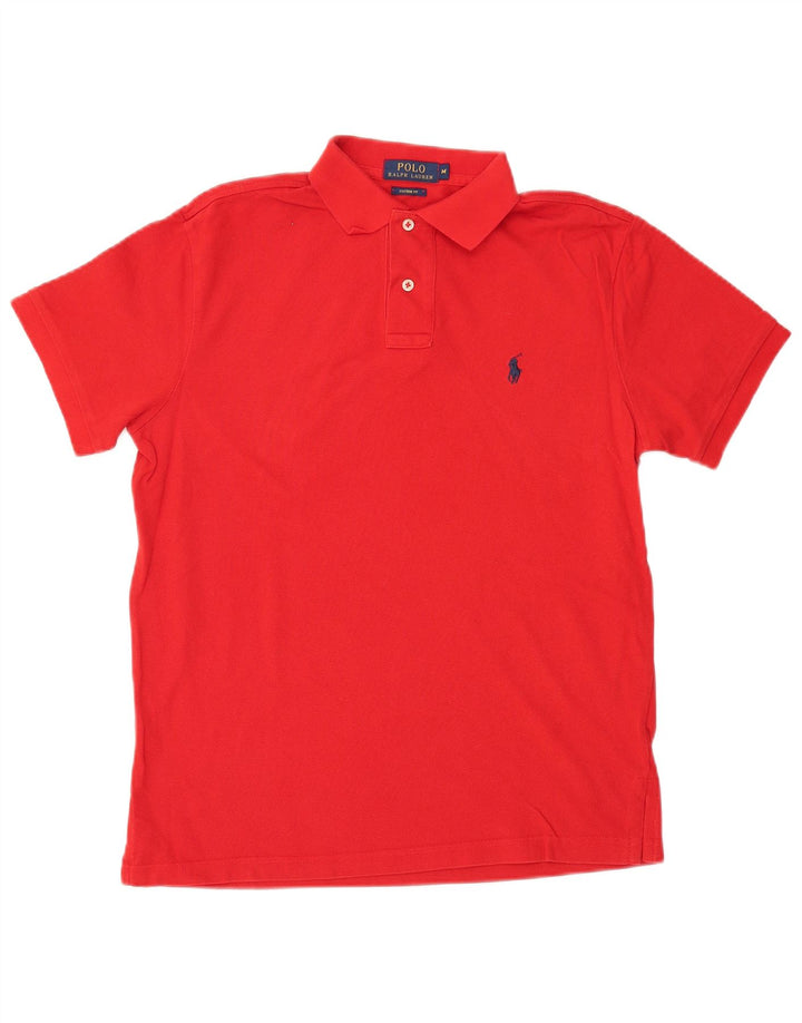 Polo Ralph Lauren Herren-Poloshirt mit individueller Passform, mittelrote Baumwolle