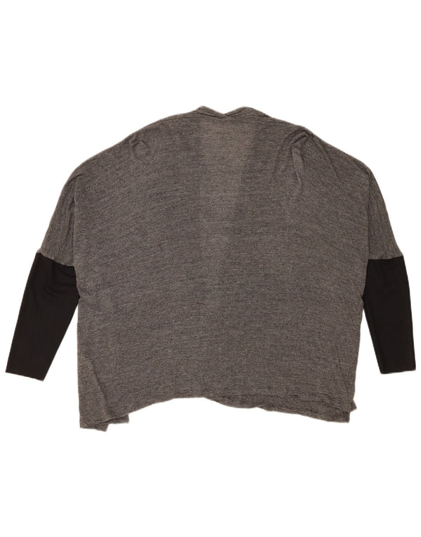 Zara Damen-Strickjacke mit 3/4-Ärmeln, UK-Gr. 14, Mittelgrau, Farbblock