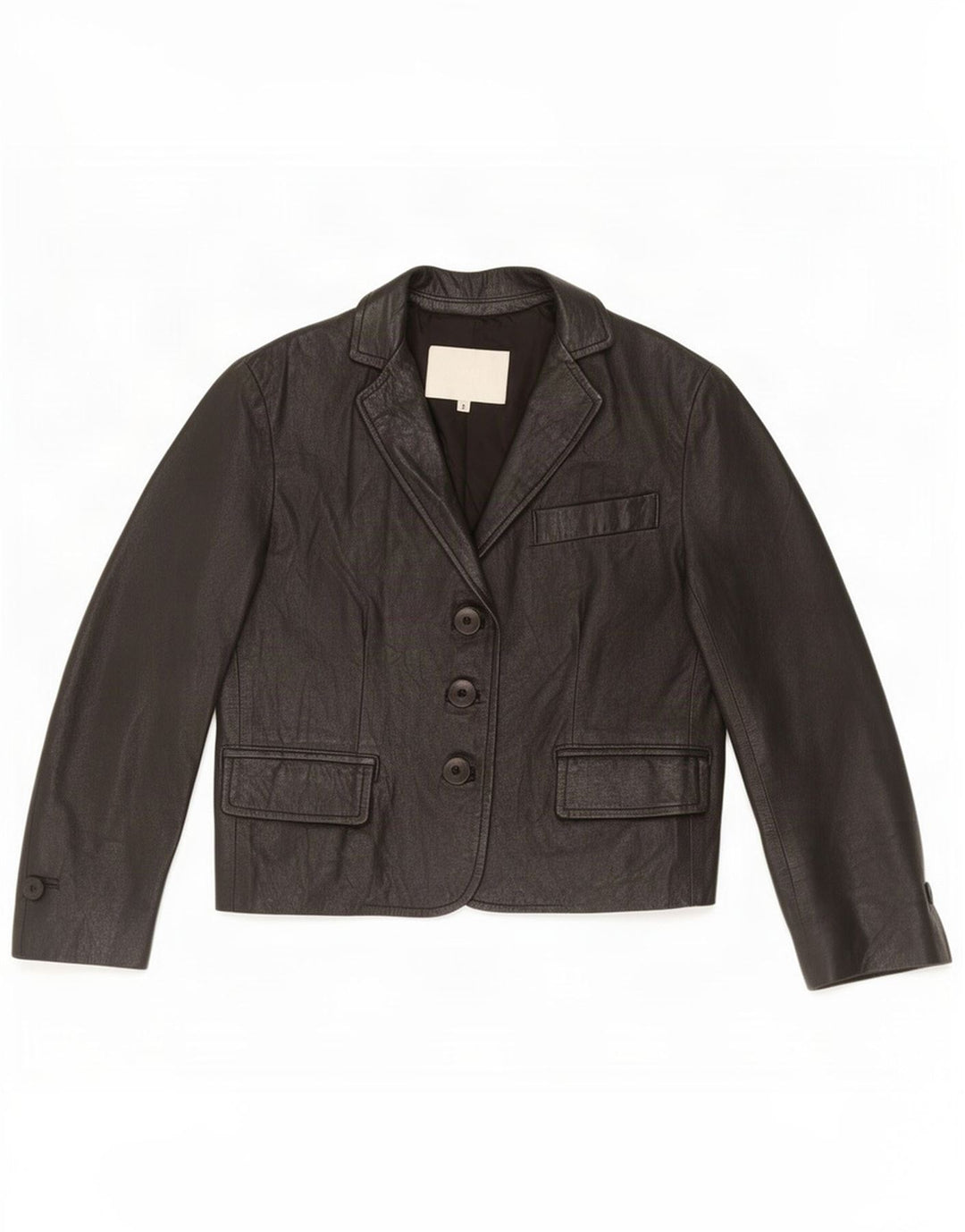 Imperial Damen-Blazerjacke aus Leder mit 3 Knöpfen, Gr. 10, Schwarz