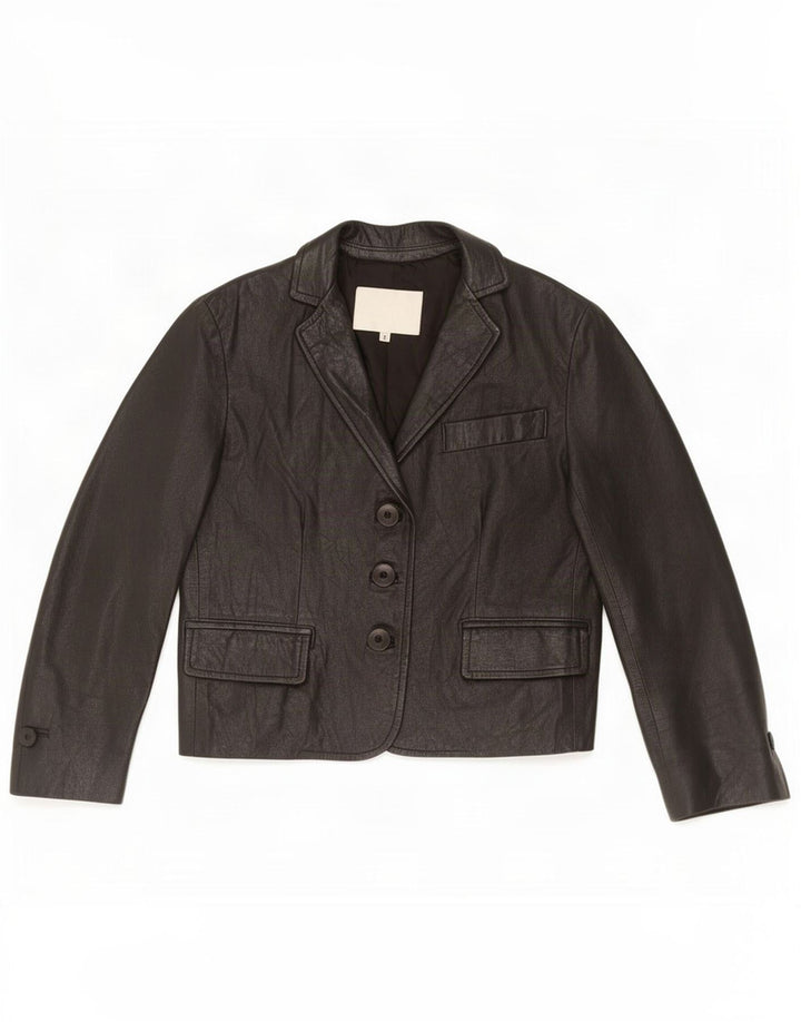 Imperial Damen-Blazerjacke aus Leder mit 3 Knöpfen, Gr. 10, Schwarz