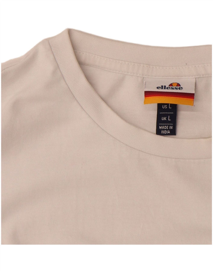 ELLESSE Herren-T-Shirt mit Grafik, Größe L, Weiß