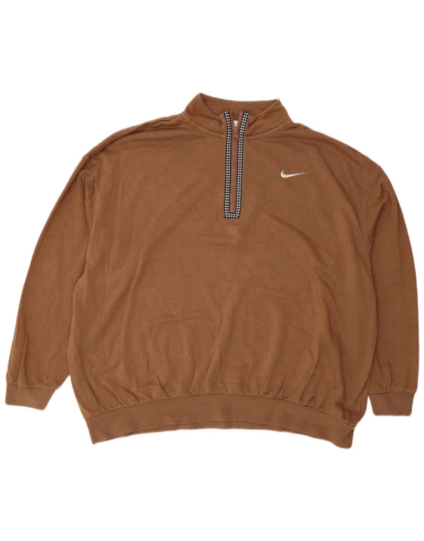 Nike Womens Graphic Oversized Sweatshirt Pullover UK 16 Große braune Baumwolle