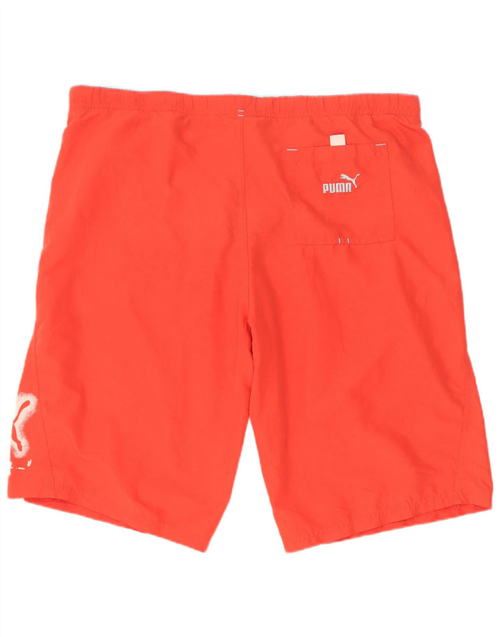 Puma Herren Badeshorts mit Grafik, groß, rotes Polyester