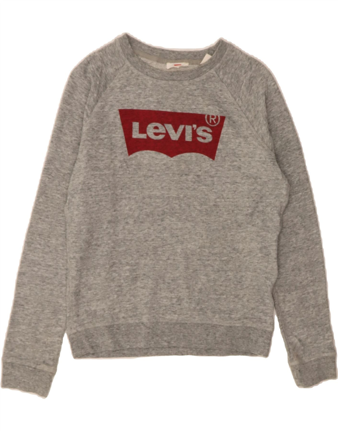 LEVI'S Womens Graphic Sweatshirt Jumper UK 10 Small Grey Cotton Vintage Levi's and Second-Hand Levi's from Messina Hembry 