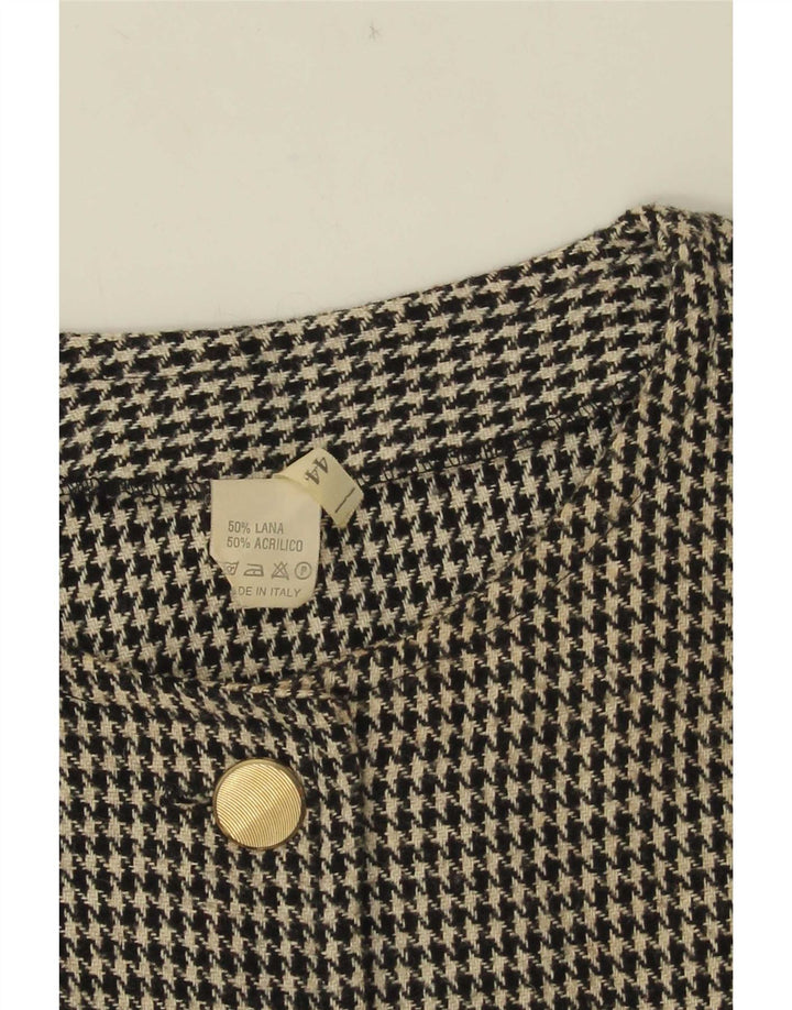 Vintage Damen Crop 5-Knopf-Blazer-Jacke IT 44 Medium Black Houndstooth