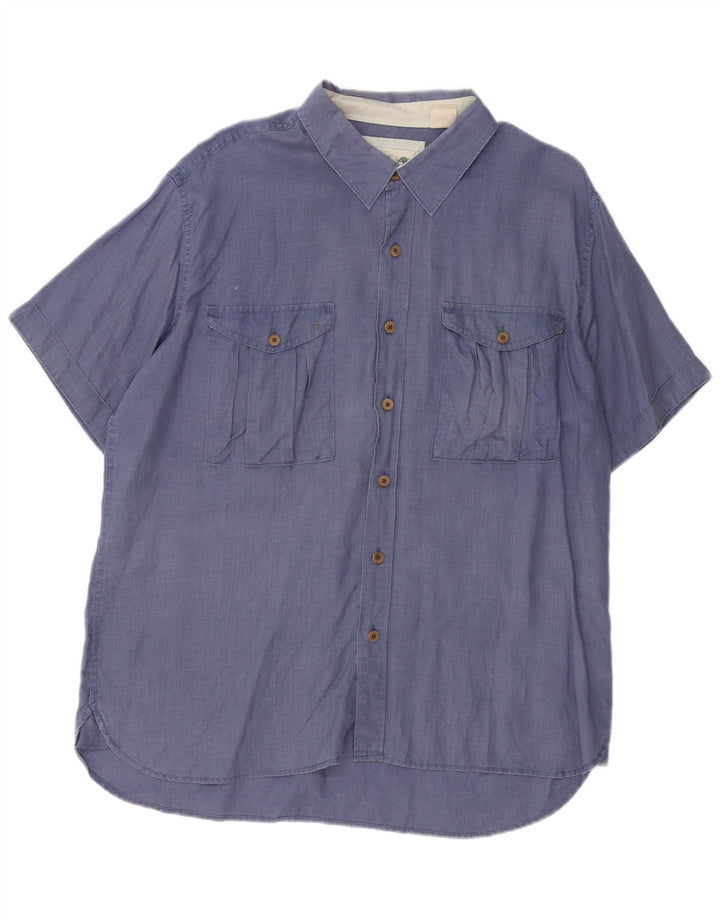 Timberland Herren Kurzarm Slim Fit Hemd XL Blauer Hanf