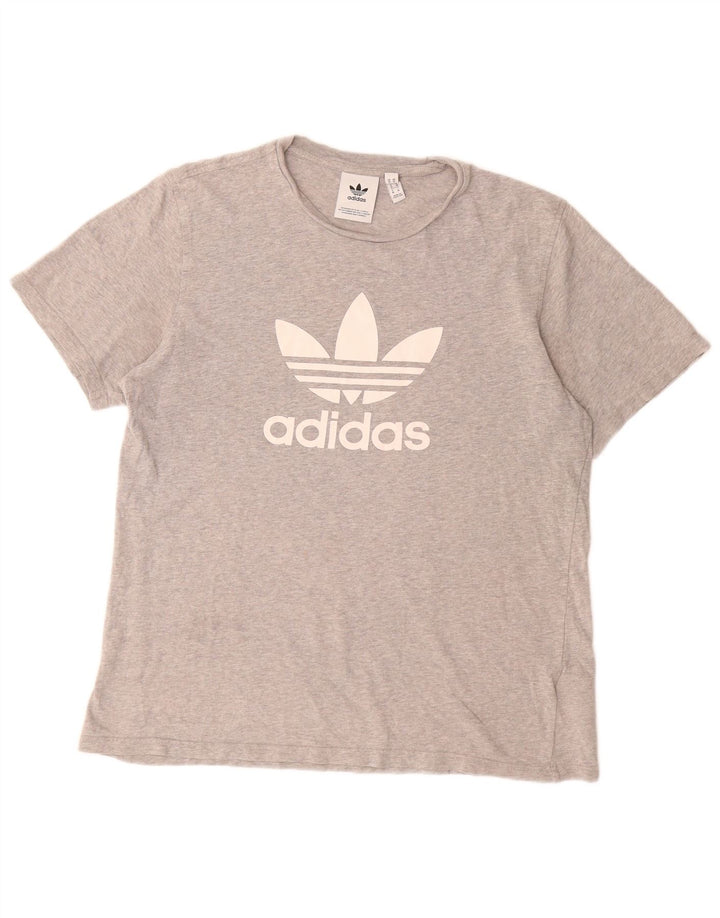 ADIDAS Herren Grafik-T-Shirt-Oberteil aus mittelgrauer Baumwolle