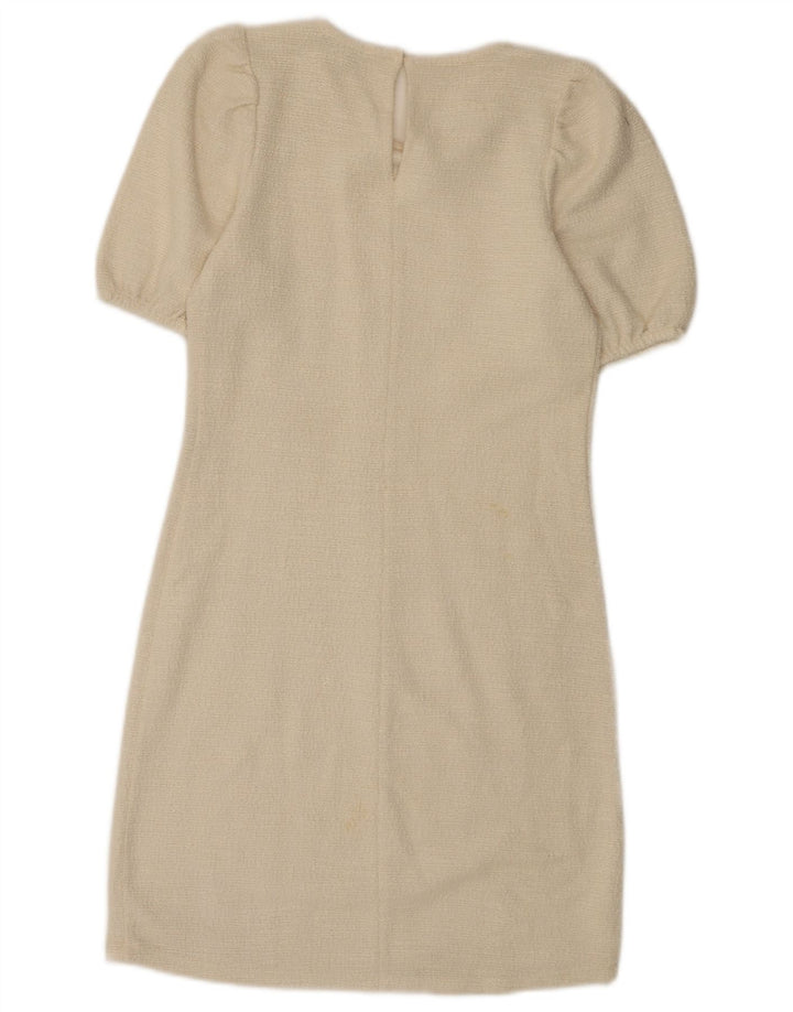 Zara Damen Etuikleid UK 8 Small Off White Cotton