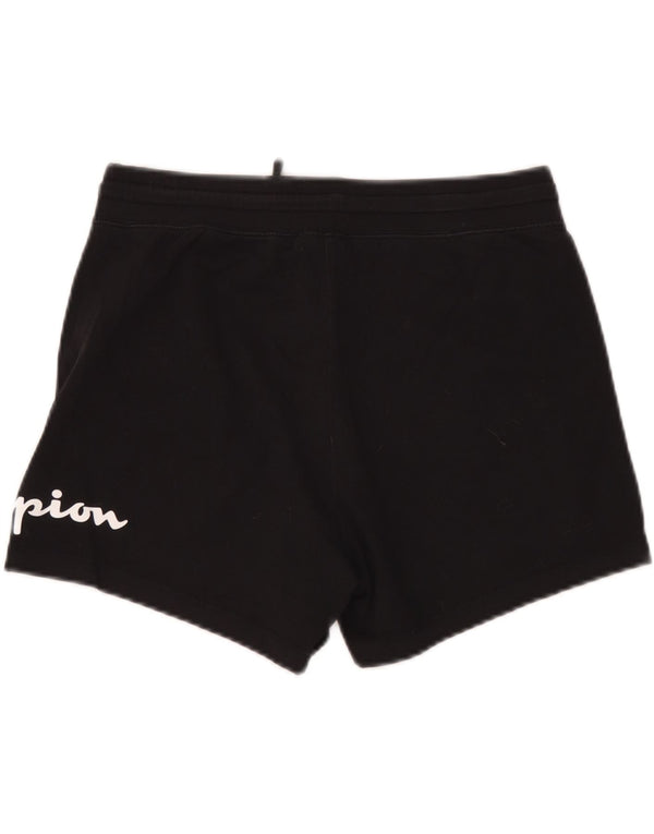 Champion Womens Graphic Sport Shorts UK 14 Große schwarze Baumwolle