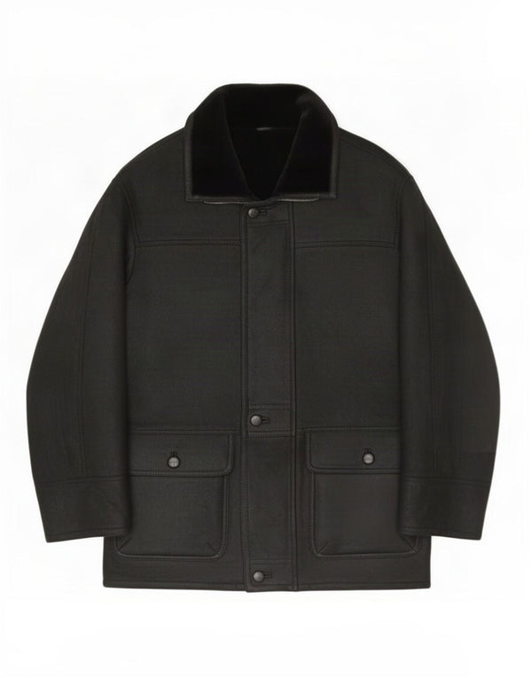 Monza Mens Shearling Overcoat IT 52 XL Black