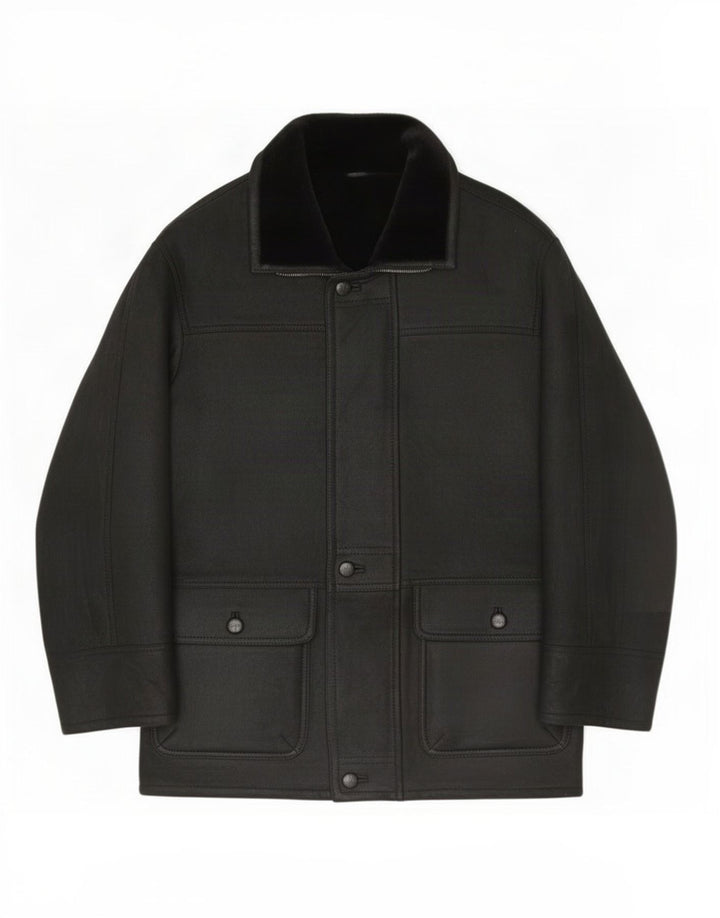 Monza Herren Shearling Mantel IT 52 XL Schwarz