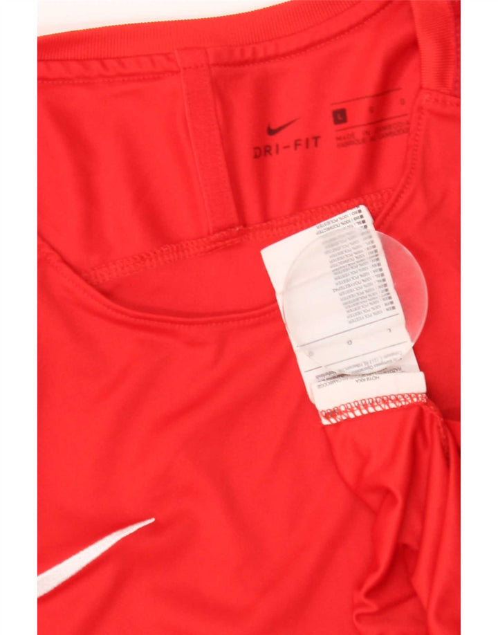 Nike Herren Dri Fit T-Shirt Top, großes rotes Polyester