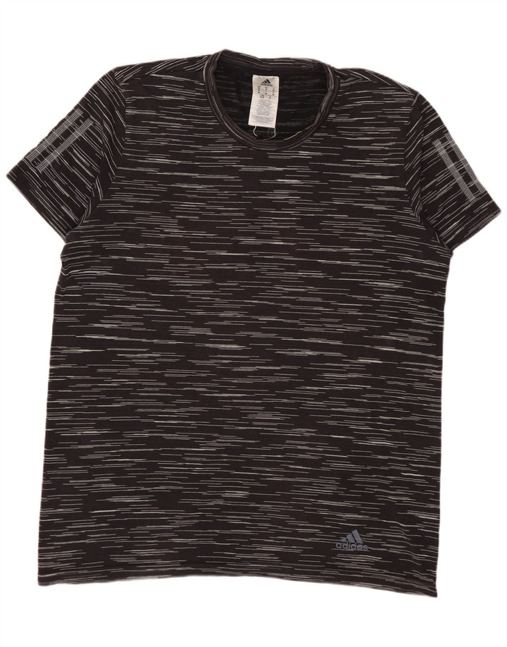 ADIDAS Herren T-Shirt Top Medium Schwarz Nadelstreifen Baumwolle