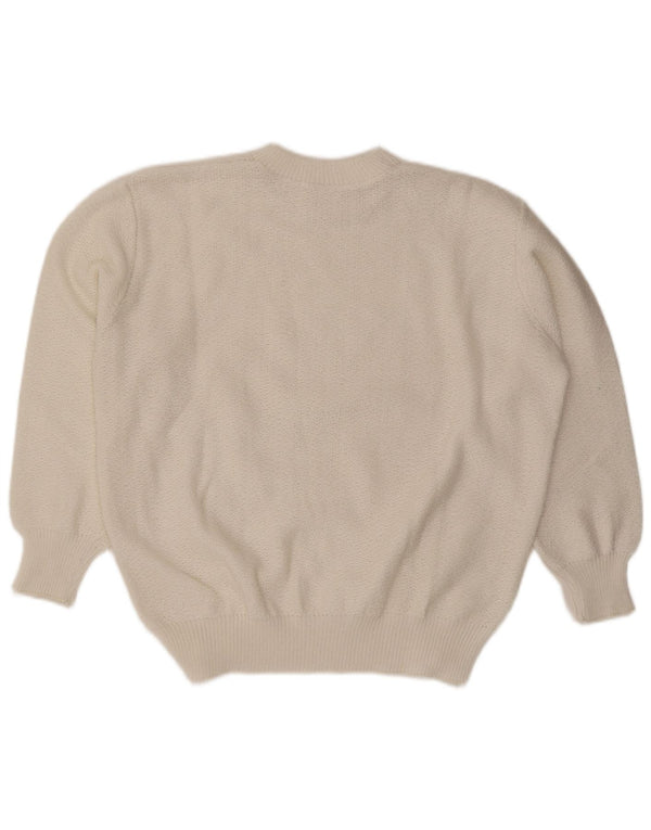 Vintage Damen Pullover mit Rundhalsausschnitt UK 18 XL Weiß