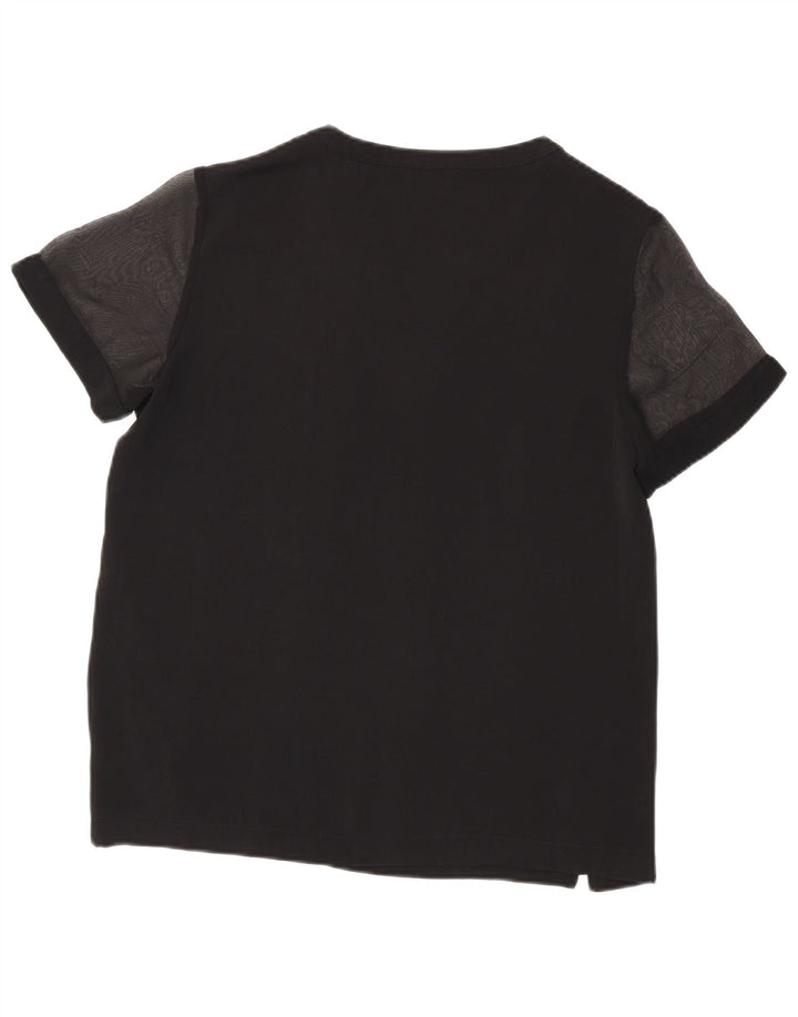 Calvin Klein Damen-Blusenoberteil UK 14 Mittelschwarzes Colourblock-Polyester