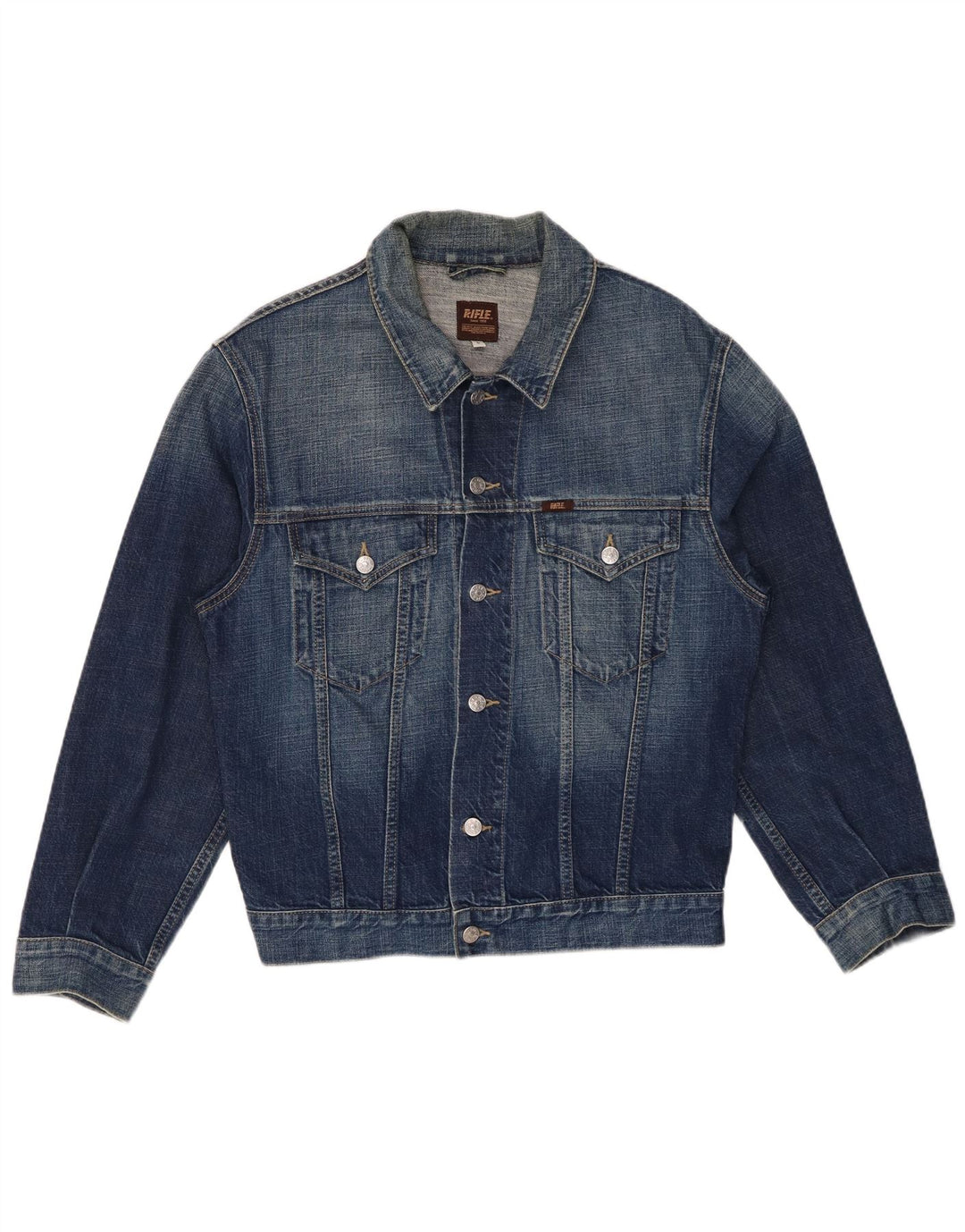 RIFLE Damen Jeansjacke UK 16 Große blaue Baumwolle