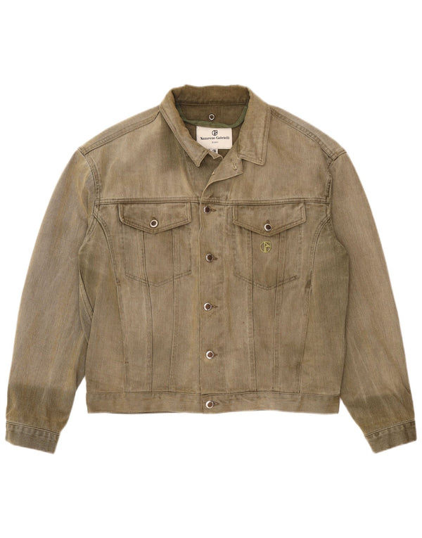 Nazareno Gabrielli Mens Denim Jacket UK 38 Medium Khaki Cotton