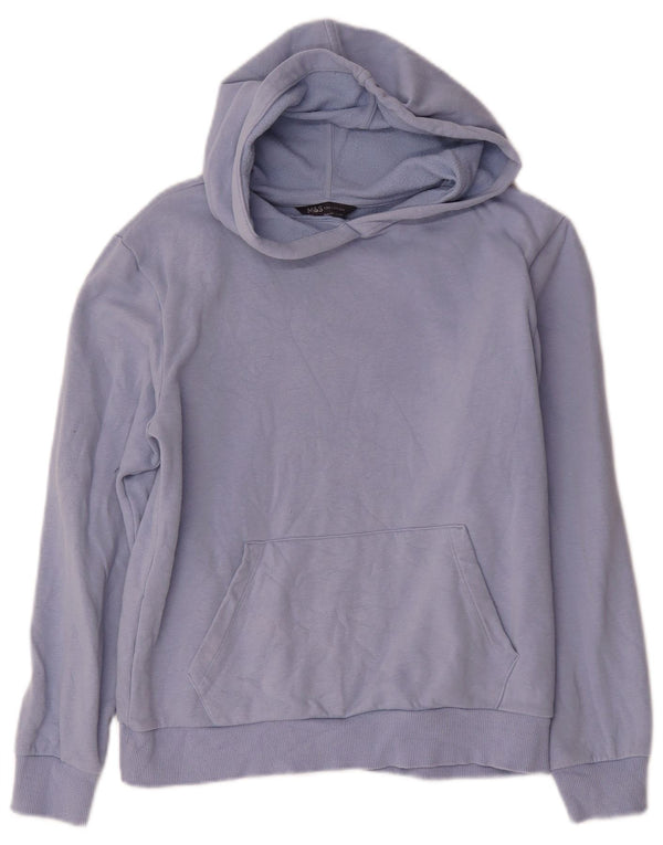 Marks & Spencer Damen Übergroßer Kapuzenpullover UK 6 XS Blaue Baumwolle