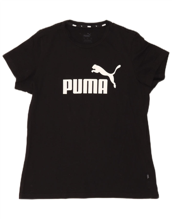 Puma Damen Graphic T-Shirt Top UK 14 Medium Schwarz